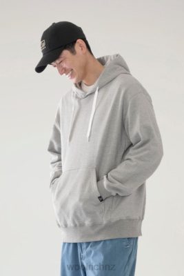 Woolrich NZ - Woolrich Mountain Hoodie in a Cotton Fleece and Cordura Nylon Blend Top Grey Men DL82532 Clothing