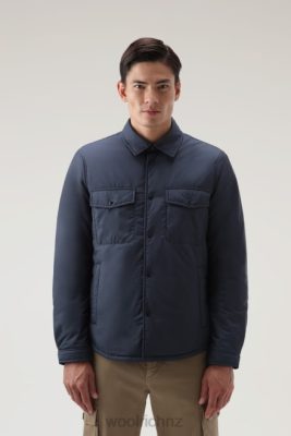 Woolrich NZ - Woolrich Padded Alaskan Microfiber Overshirt Melton Blue Men DL82697 Clothing