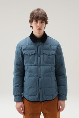 Woolrich NZ - Woolrich Padded Heritage Terrain Overshirt in Taslan Nylon Blue Lake Men DL82661 Clothing