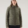 Woolrich NZ - Woolrich Padded Short Jacket with Chevron Quilting Dark Green Women DL821 Clothing