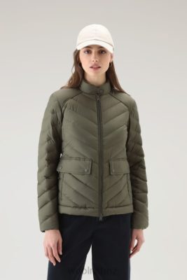 Woolrich NZ - Woolrich Padded Short Jacket with Chevron Quilting Dark Green Women DL821 Clothing