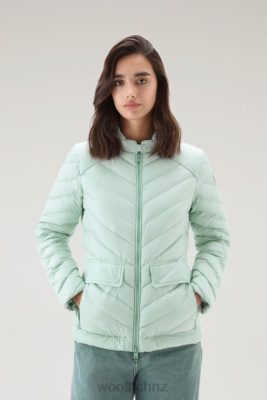 Woolrich NZ - Woolrich Padded Short Jacket with Chevron Quilting Harbor Green Women DL8270 Clothing