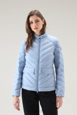 Woolrich NZ - Woolrich Padded Short Jacket with Chevron Quilting Pale Indigo Women DL8234 Clothing