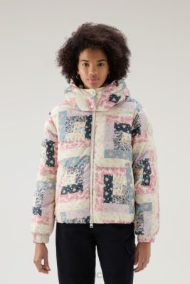 Woolrich NZ - Woolrich Pennsylvania Lightweight Down Jacket with Detachable Hood Cream Patchwork Women DL8219 Clothing