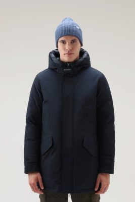 Woolrich NZ - Woolrich Polar Parka with High Collar Melton Blue Men DL82814 Clothing