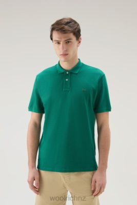 Woolrich NZ - Woolrich Polo Shirt in Pure Cotton Piquet Evergreen Men DL82580 Clothing