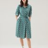 Woolrich NZ - Woolrich Printed Dress with Floral Pattern Evergreen Women DL8249 Clothing