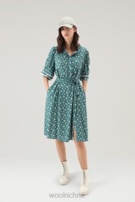 Woolrich NZ - Woolrich Printed Dress with Floral Pattern Evergreen Women DL8249 Clothing