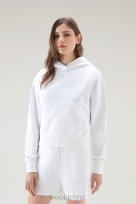 Woolrich NZ - Woolrich Pure Cotton Hoodie with Embroidered Logo Bright White Women DL82331 Clothing