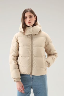 Woolrich NZ - Woolrich Quilted Down Jacket in Eco Taslan Nylon with Detachable Hood Beach Sand Women DL82139 Clothing