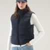Woolrich NZ - Woolrich Quilted Vest in Eco Taslan Nylon Melton Blue Women DL82175 Clothing
