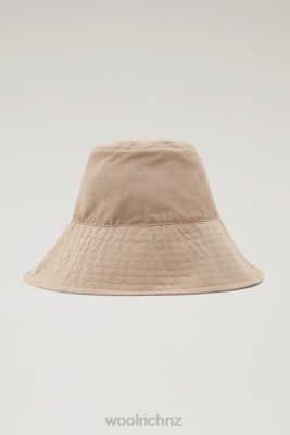 Woolrich NZ - Woolrich Rain Bucket Hat in Soft Eco Ramar with Drawcord Feather Beige Women DL82151 Accessories