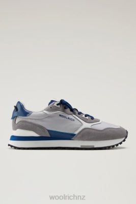 Woolrich NZ - Woolrich Retro Sneakers in Leather with Nylon Details Grey Grey Men DL82604 Footwear