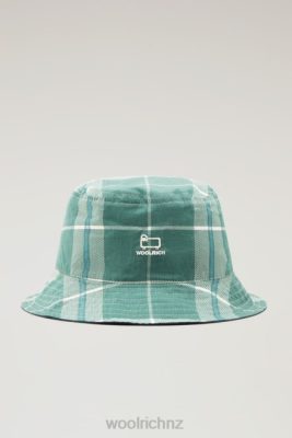 Woolrich NZ - Woolrich Reversible Bucket Hat in Pure Cotton Evergreen Check Unisex DL8282 Accessories