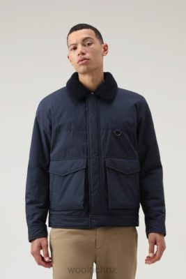 Woolrich NZ - Woolrich Ripstop Trucker Jacket with Sherpa Wool Lining Melton Blue Men DL82649 Clothing