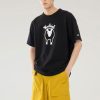 Woolrich NZ - Woolrich Sheep T-shirt in Pure Cotton Black Men DL82607 Clothing