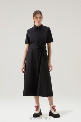 Woolrich NZ - Woolrich Shirt Dress in Pure Cotton Poplin Black Women DL8246 Clothing