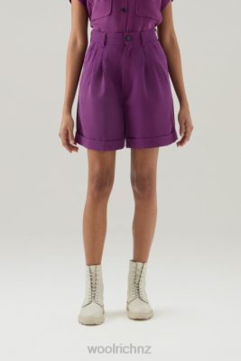 Woolrich NZ - Woolrich Shorts in Linen Blend with Pockets Charisma Purple Women DL82145 Clothing