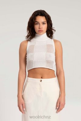 Woolrich NZ - Woolrich Sleevless Cropped Top in Pure Cotton-Danielle Cathari Sea Salt Women DL82157 Clothing