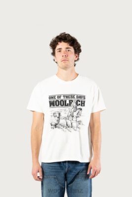 Woolrich NZ - Woolrich T-shirt in Pure Cotton-One Of These Days Bone Men DL82592 Clothing