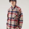 Woolrich NZ - Woolrich Timber Check Overshirt in Manteco Wool Cotton Blend Fabric Red Check Men DL82397 Clothing