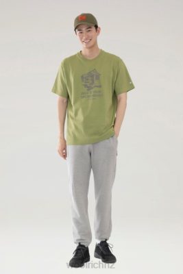 Woolrich NZ - Woolrich Tiny House T-shirt in Pure Cotton Olive Men DL82523 Clothing