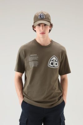 Woolrich NZ - Woolrich Trails T-shirt in Pure Cotton Dark Green Men DL82571 Clothing