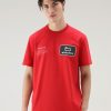 Woolrich NZ - Woolrich Trails T-shirt in Pure Cotton Sky Red Men DL82469 Clothing