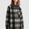 Woolrich NZ - Woolrich Wool Blend Boyfriend Flannel Shirt-Made in Usa Gold Black Buffalo Women DL82373 Clothing