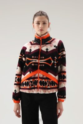 Woolrich NZ - Woolrich Wool-Blend Sherpa Jacket with Jacquard Workmanship Black Women DL82265 Clothing