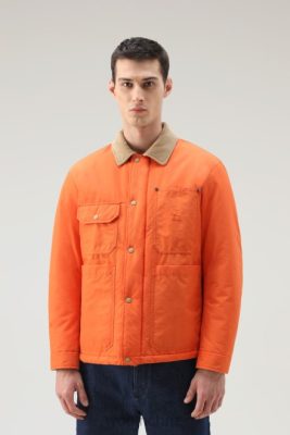 Woolrich NZ - Woolrich Work Duster Jacket in Eco Ramar Flame Men DL82658 Clothing