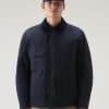 Woolrich NZ - Woolrich Work Duster Jacket in Eco Ramar Melton Blue Men DL82742 Clothing