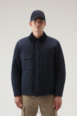 Woolrich NZ - Woolrich Work Duster Jacket in Eco Ramar Melton Blue Men DL82742 Clothing
