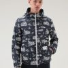 Woolrich NZ - Woolrich Zavikon Hooded Jacket in Ripstop Crinkle Nylon Melton Blue Men DL82493 Clothing