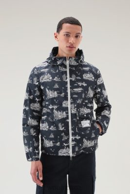 Woolrich NZ - Woolrich Zavikon Hooded Jacket in Ripstop Crinkle Nylon Melton Blue Men DL82493 Clothing