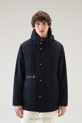 Woolrich Parka - Woolrich 3-in-1 Mountain Jacket in Soft Byrd Cotton with Quilted Detachable Vest Melton Blue Men DL82438 Clothing