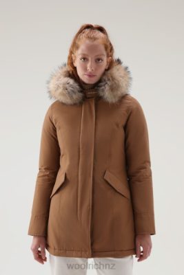 Woolrich Parka - Woolrich Arctic Parka in Ramar Cloth with Detachable Fur Trim Dark Camel Women DL82366 Clothing