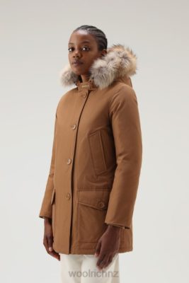 Woolrich Parka - Woolrich Arctic Parka in Ramar Cloth with Four Pockets and Detachable Fur Dark Camel Women DL82363 Clothing