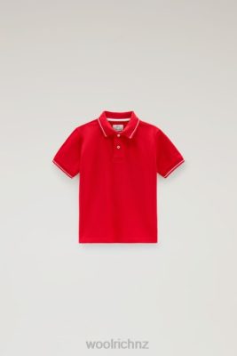 Woolrich Parka - Woolrich B Monterey Polo in Stretch Cotton Piquet Marine Scarlet Boys DL82915 Clothing