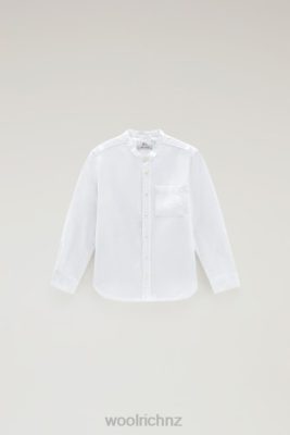 Woolrich Parka - Woolrich B Shirt in Cotton Linen Blend Arctic White Boys DL82888 Clothing