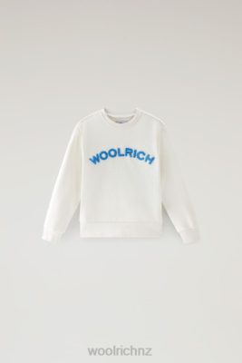 Woolrich Parka - Woolrich B Varsity Crewneck in Pure Cotton Milky Cream Boys DL82891 Clothing