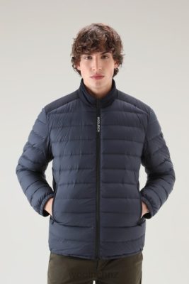 Woolrich Parka - Woolrich Bering Tech Lightweight Down Jacket in Microfiber Melton Blue Men DL82420 Clothing