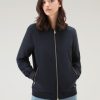 Woolrich Parka - Woolrich Charlotte Bomber in Urban Touch Melton Blue Women DL829 Clothing