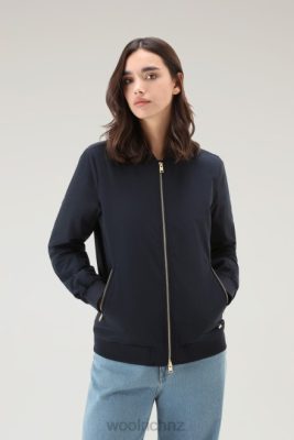 Woolrich Parka - Woolrich Charlotte Bomber in Urban Touch Melton Blue Women DL829 Clothing