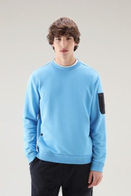 Woolrich Parka - Woolrich Crewneck Sweatshirt in Cotton Blend with Pockets Bonnie Blue Men DL82516 Clothing