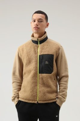 Woolrich Parka - Woolrich Curly Fleece Full-Zip Jacket Gold Khaki Men DL82696 Clothing