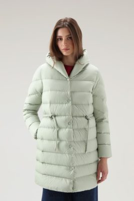 Woolrich Parka - Woolrich Ellis Long Microfiber Down Jacket Desert Sage Women DL82303 Clothing