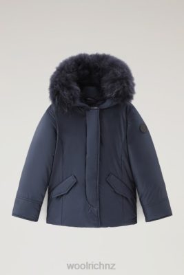 Woolrich Parka - Woolrich G Short Arctic Parka with Cashmere Fur Melton Blue Girls DL82924 Clothing