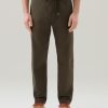 Woolrich Parka - Woolrich Garment-Dyed Chino Pants in Stretch Cotton Dark Green Men DL82573 Clothing