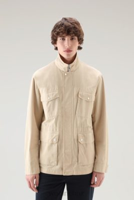 Woolrich Parka - Woolrich Garment-Dyed Field Jacket in Pure Cotton Beach Sand Men DL82447 Clothing